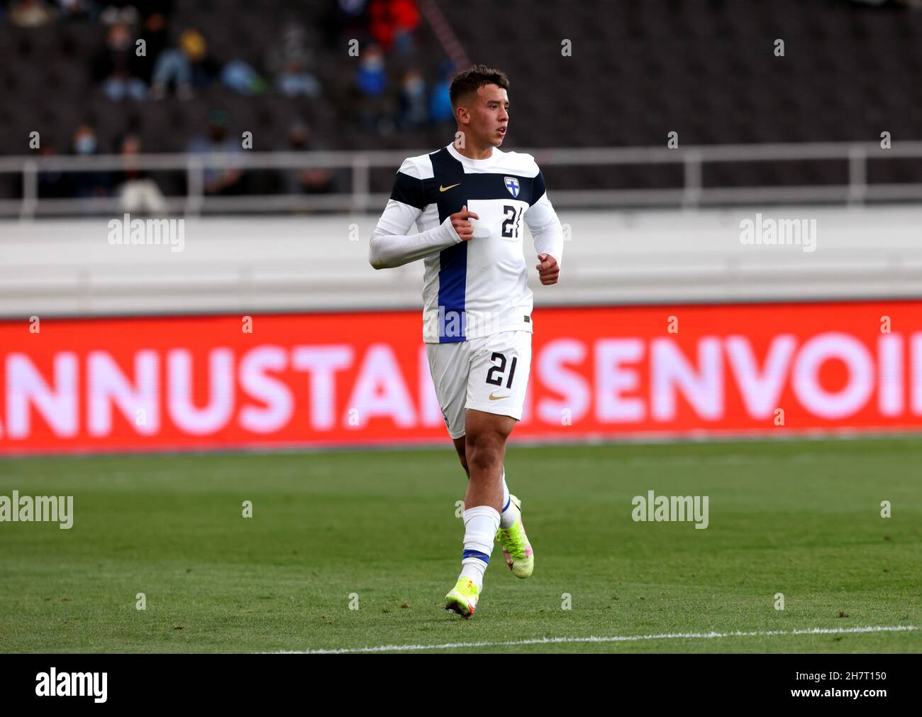 1.9.2021, Stadio Olimpico, Helsinki. Amichevole Internazionale partita Finlandia / Galles Jasin Assehnoun - Finlandia Foto Stock