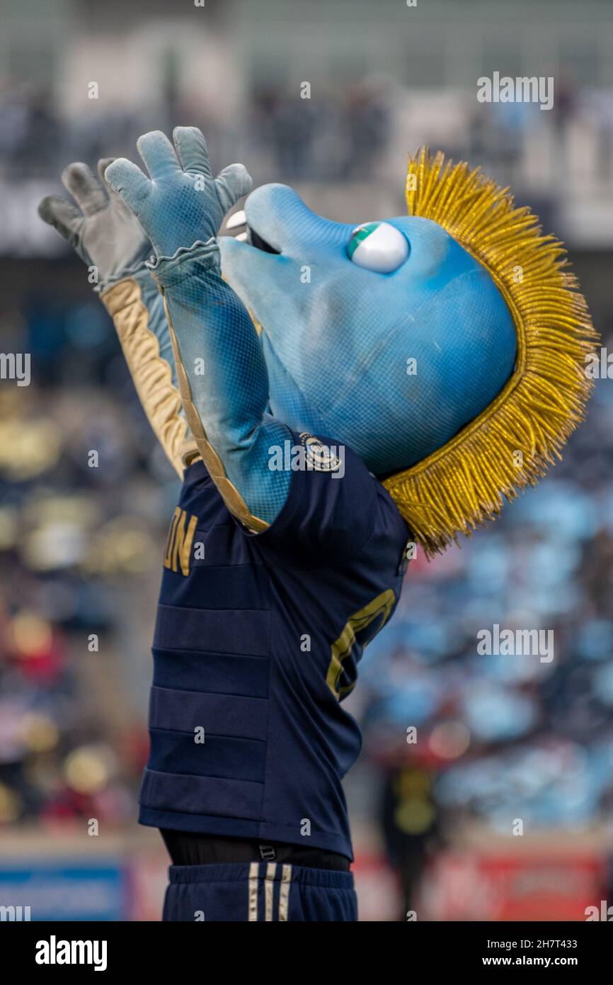 Phang - la mascotte Philadelphia Union - mascotte sportive della MLS Major League Soccer Foto Stock