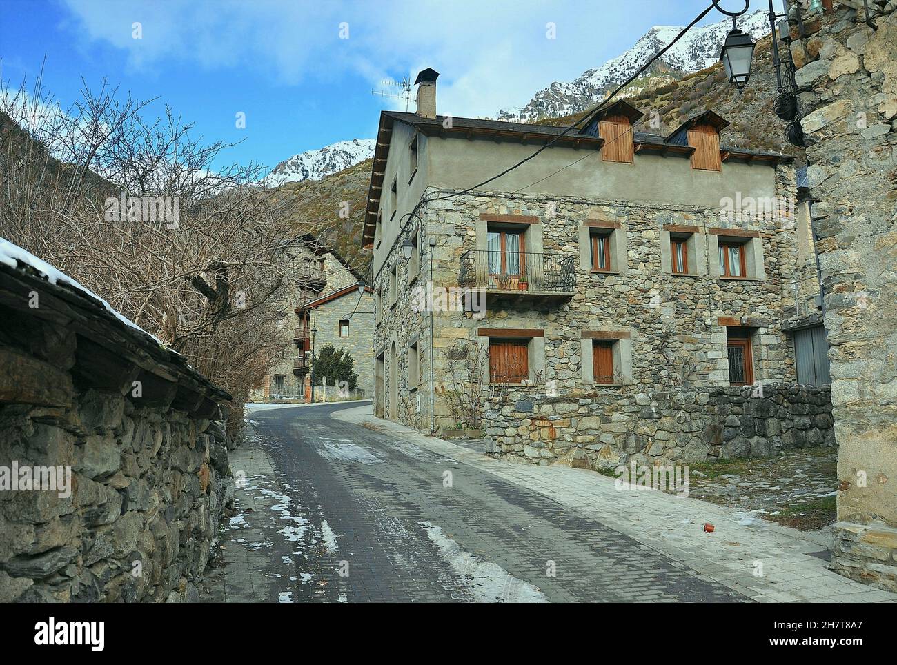 Centro storico della regione di Erill la Vall alta Ribagorza in provincia di Lèrida, Catalogna, Spagna Foto Stock