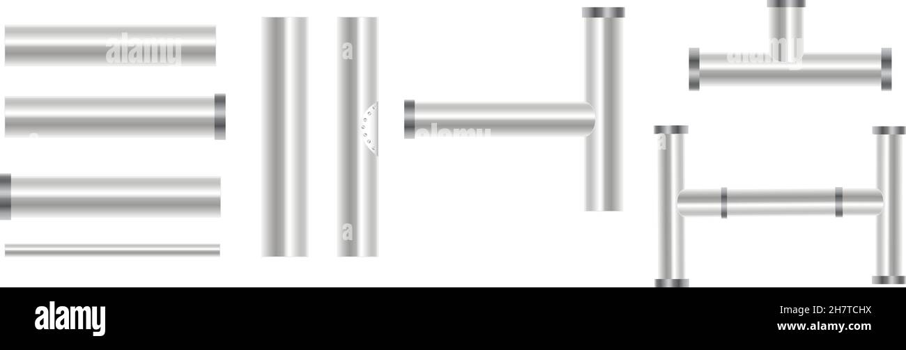 Tubi di cromo acqua isolati su sfondo bianco illustrazione vettoriale Illustrazione Vettoriale