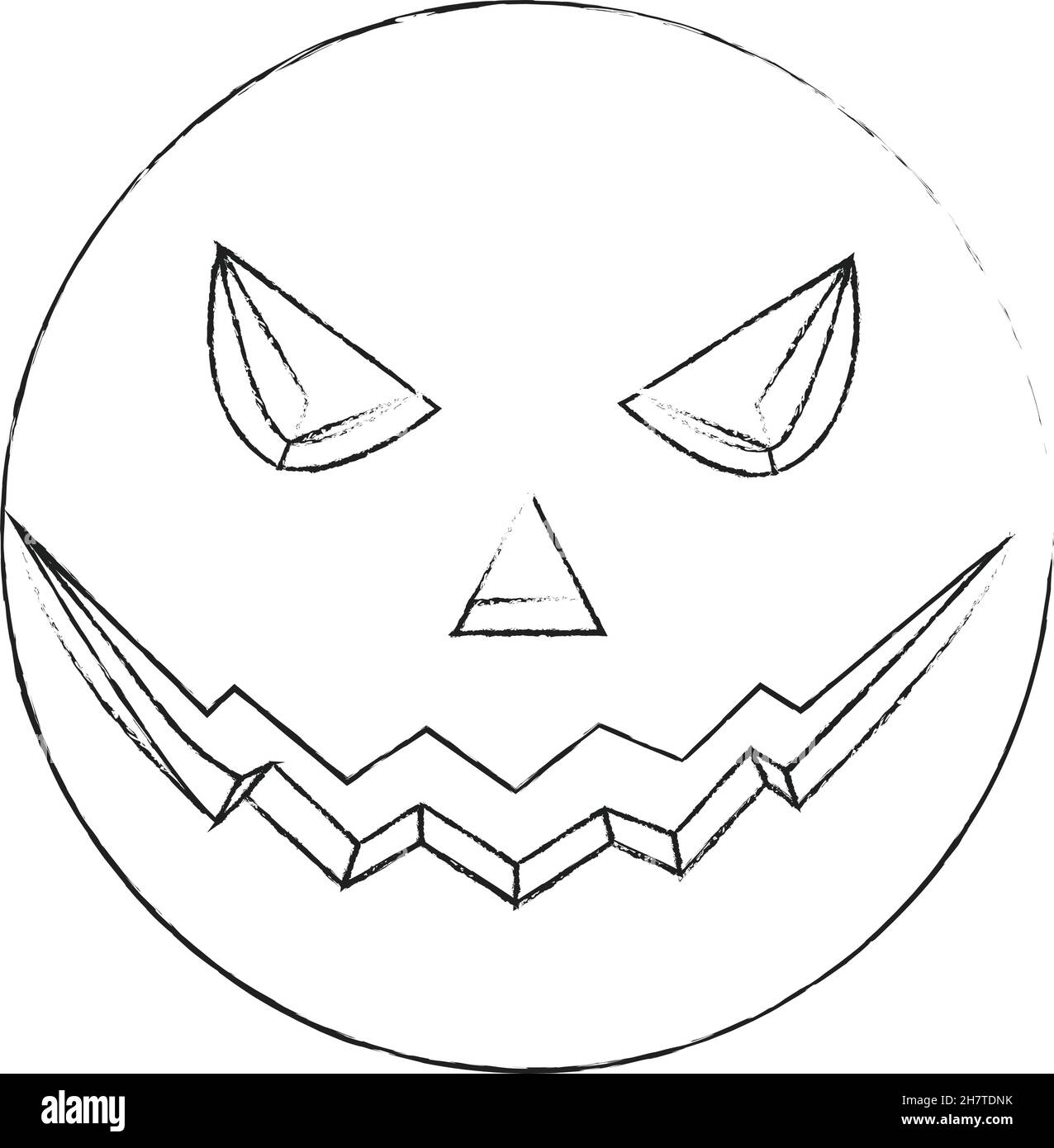 Illustrazione vettoriale in bianco e nero di Halloween, disegno a matita di schizzo Illustrazione Vettoriale