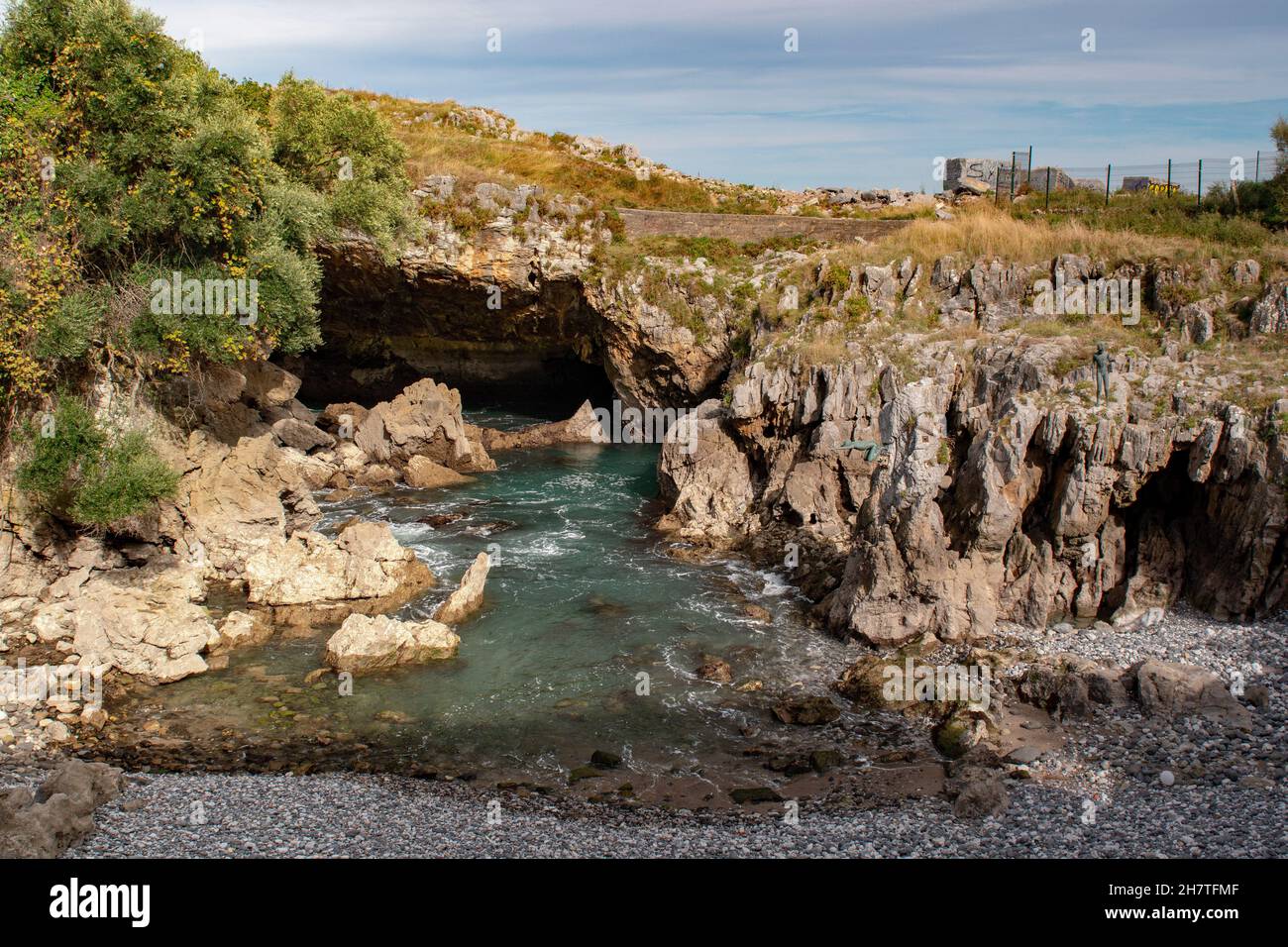 Paesaggi e luoghi della costa cantabrica. Foto Stock