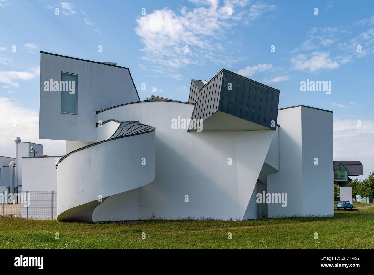 Weil am Rhein, Germania-settembre 2021; Vista dell'ingresso del museo del design Vitra e della fabbrica di mobili e di illuminazione dell'architetto p. Foto Stock