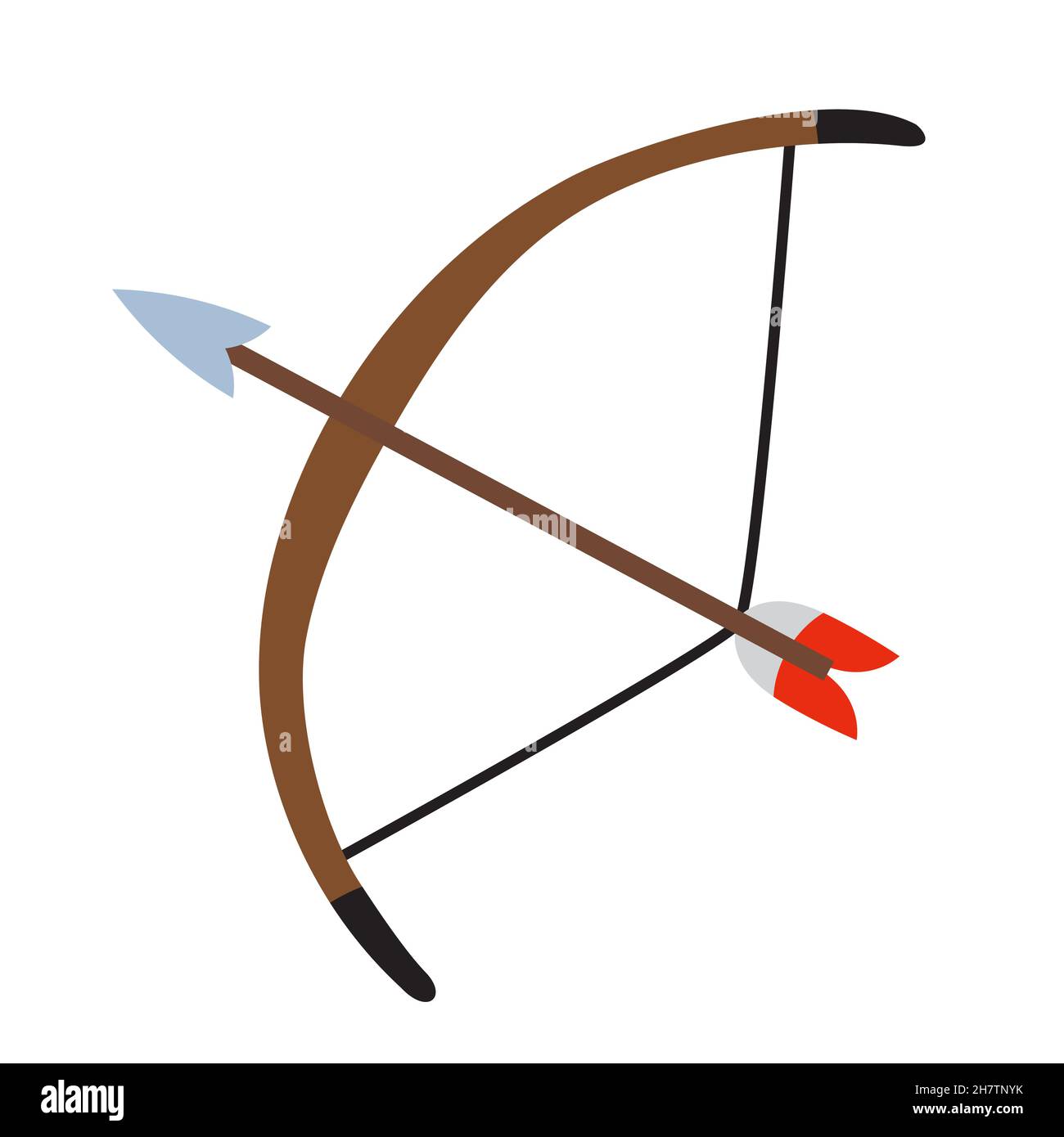 Arco nativo americano. Arma in stile piatto. Illustrazione Vettoriale