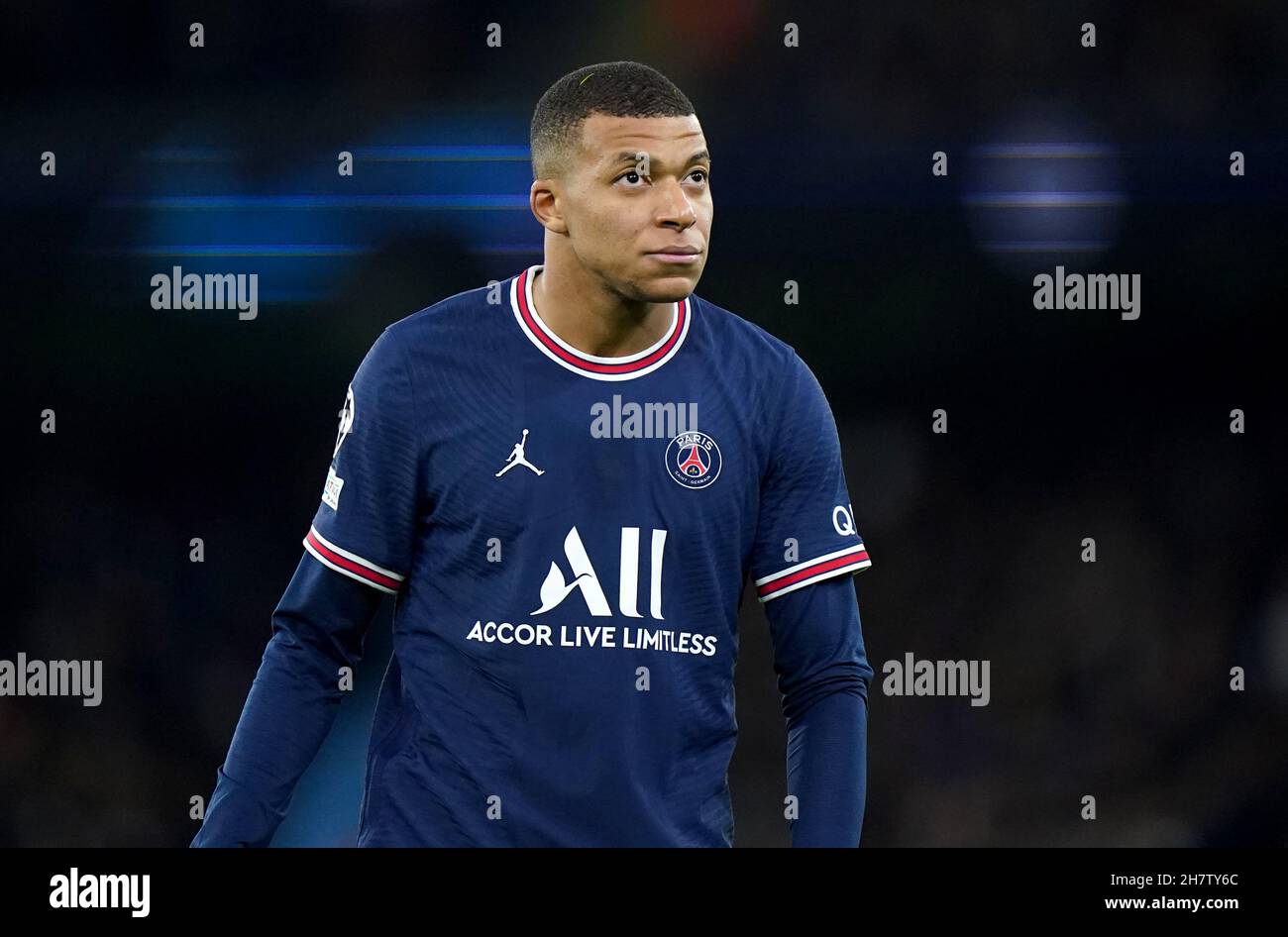 Kylian Mbappe di Parigi Saint-Germain durante la UEFA Champions League, partita di gruppo A all'Etihad Stadium di Manchester. Data foto: Mercoledì 24 novembre 2021. Foto Stock