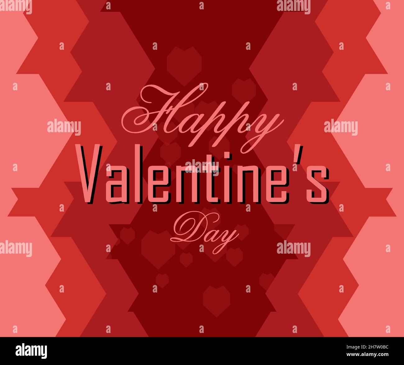 illustrazione dello sfondo del poster di san valentino, con effetto poligono del simbolo del cuore, sfondo rosso scuro, ideale per biglietti d'auguri, striscioni, Illustrazione Vettoriale