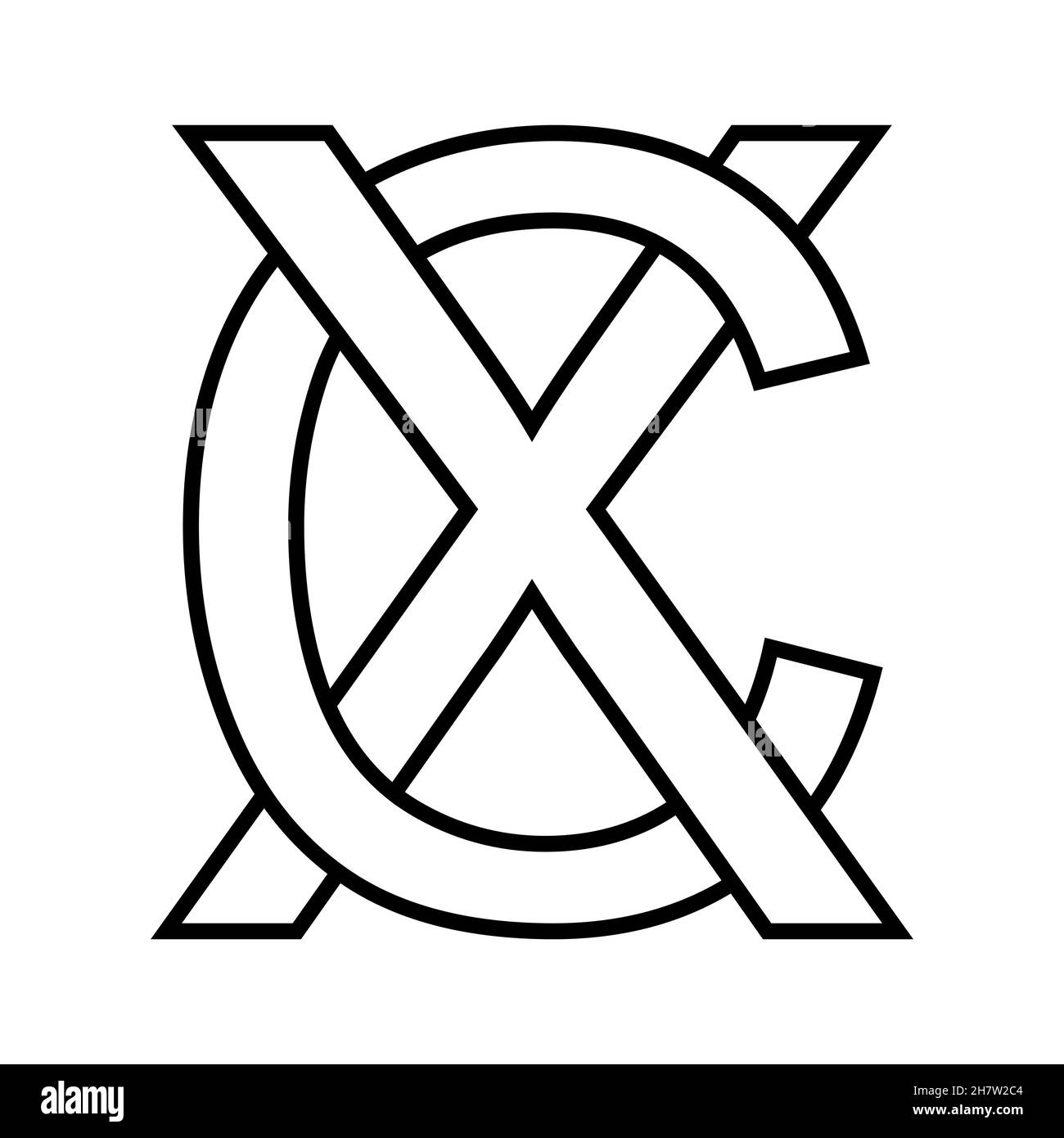 Logo segno xc cx icona segno interlacciato lettere c x Illustrazione Vettoriale