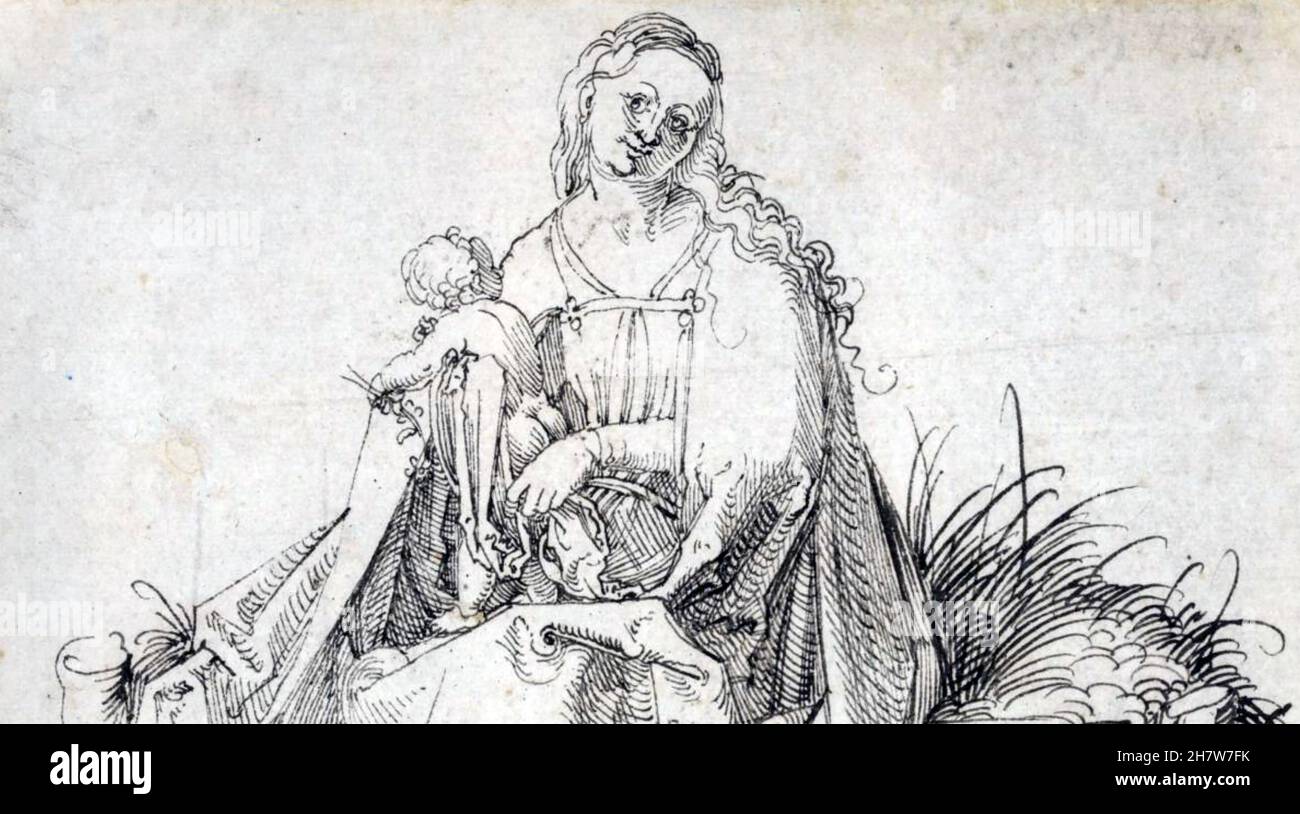 ALBRECHT Dürer (1471-1528) artista tedesco. Uno schizzo di madre e figlio convalidato a Dürer nel novembre 2021. Foto Stock