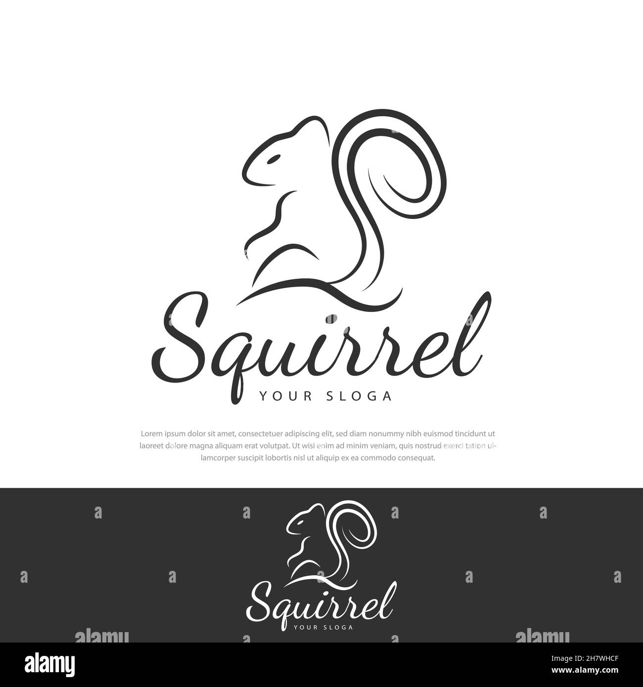 Slanciato stile scoiattolo logo scoiattolo animale icona premium Illustrazione Vettoriale