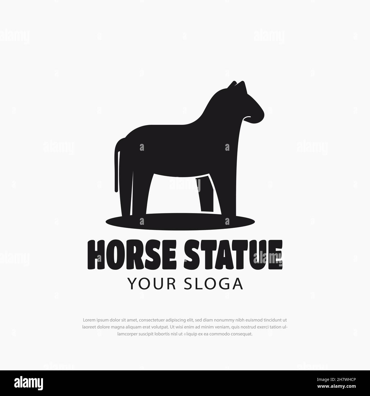 Statua del cavallo logo vettore silhouette.place disegno, simbolo, icona illustrazione Illustrazione Vettoriale