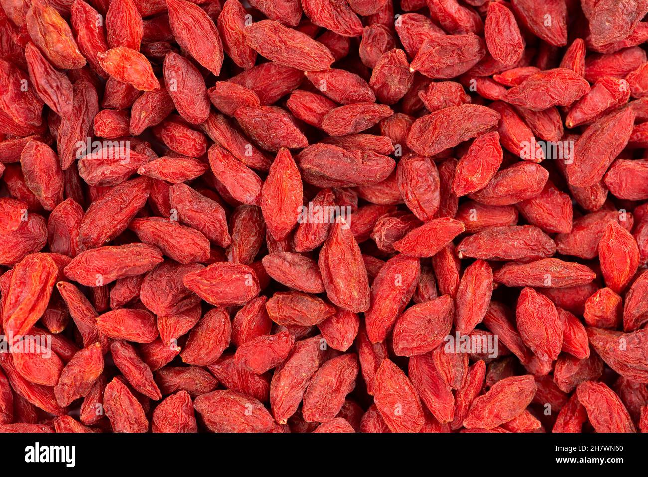 Sfondo di wolflaces cinese. Mucchio di bacca di goji secca. Vista dall'alto. Foto Stock