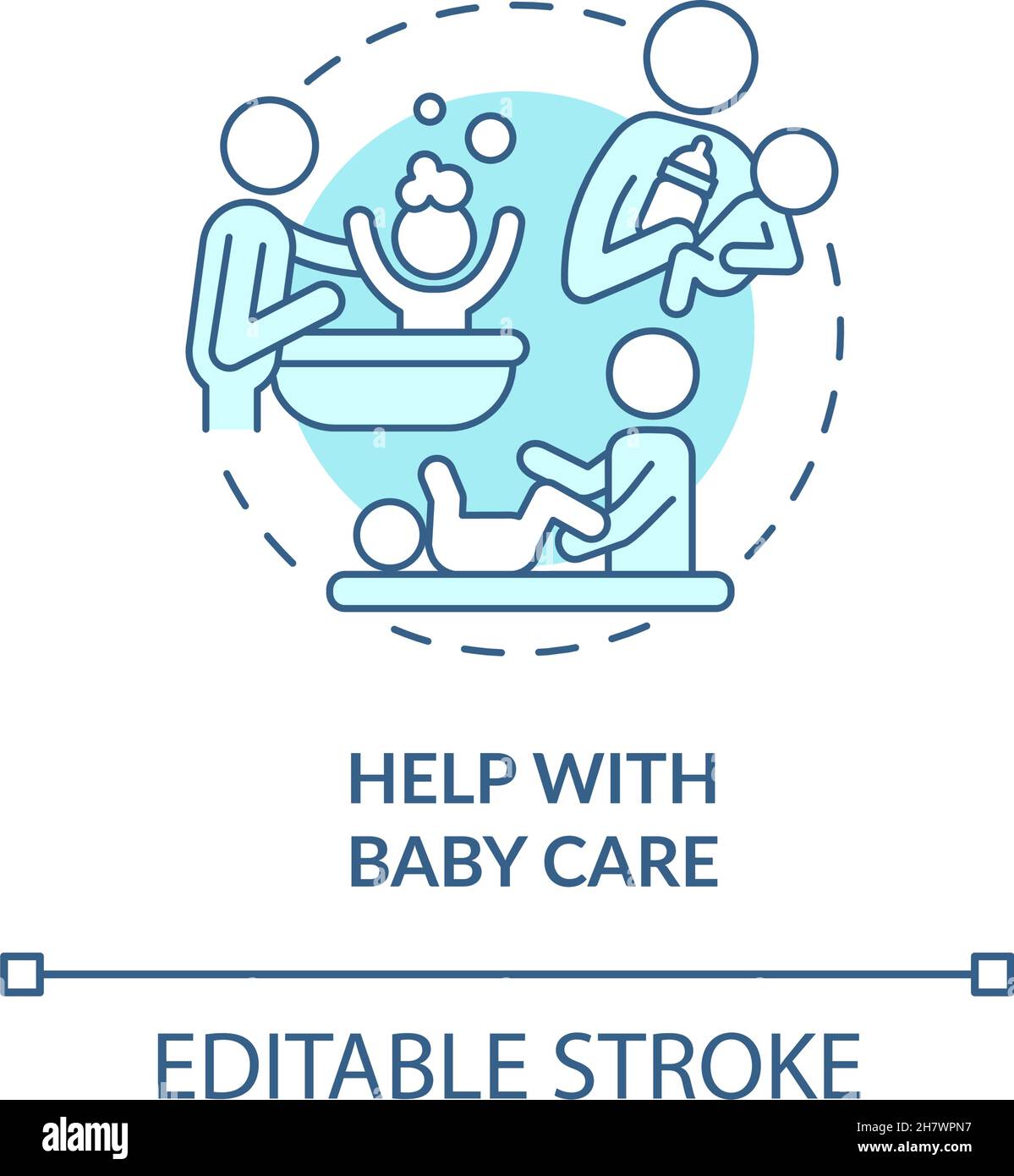 Aiuto con l'icona di concetto blu di cura del bambino Illustrazione Vettoriale