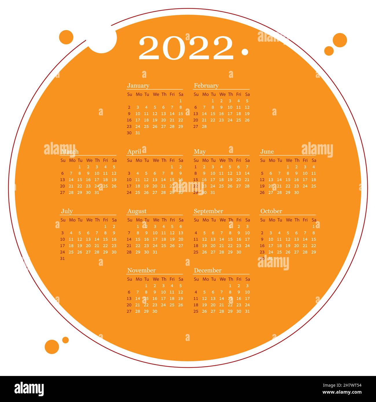 calendario cerchio su 2022 anni. calendario modello per l'azienda su Illustrazione Vettoriale