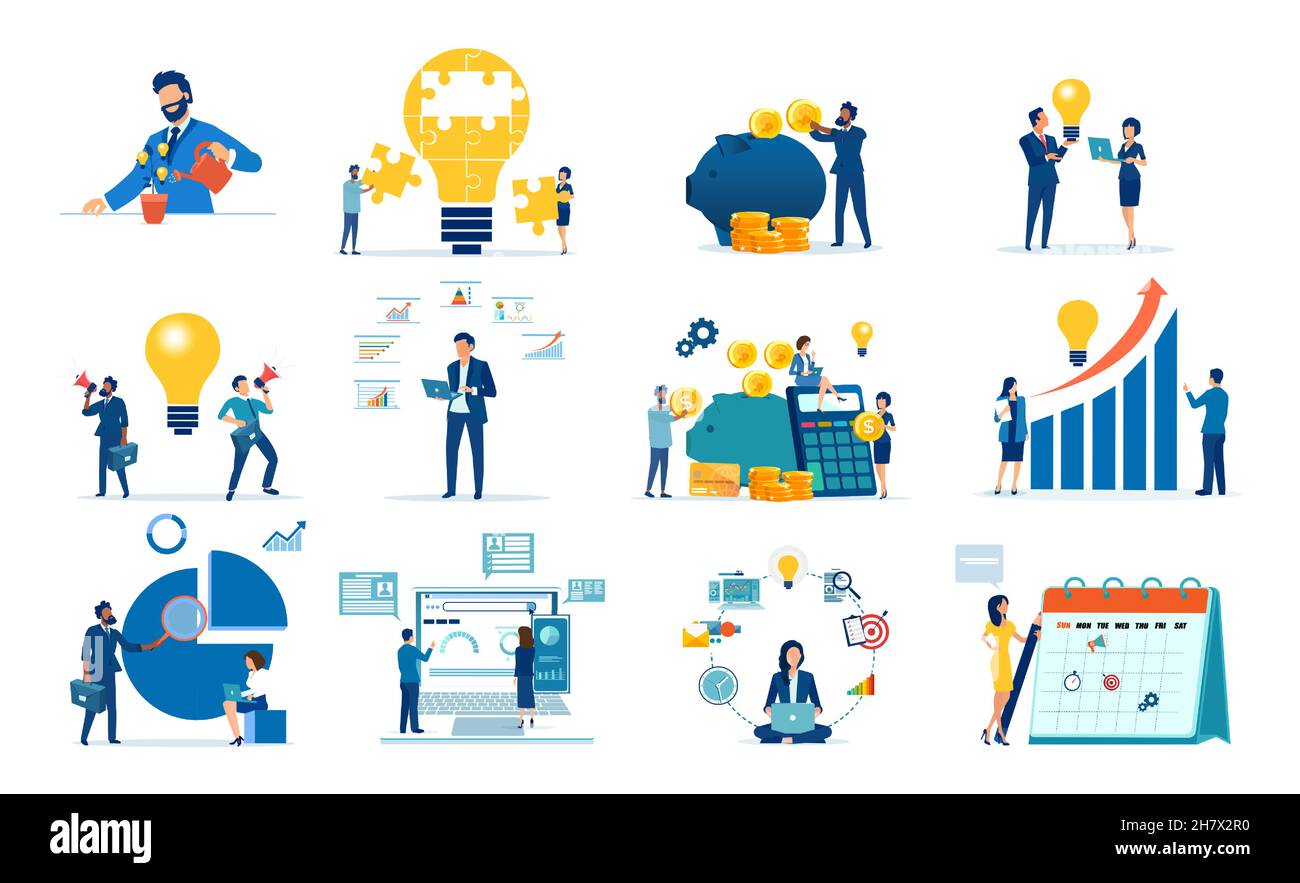 Vettore impostato sul tema dei concetti aziendali Illustrazione Vettoriale