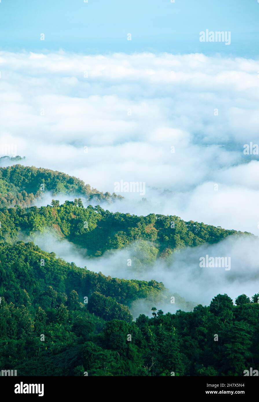 Foto del tratto di collina di Bandarban, Bangladesh. Paesaggio naturale collinare con nuvole. Foto Stock