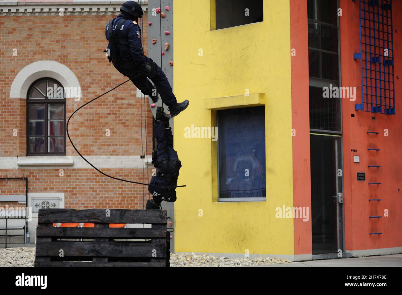 Vienna, Austria. Settembre 27, 2014. Casa aperta della polizia viennese. Dimostrazioni della WEGA (reparto allarme della task force viennese) Foto Stock