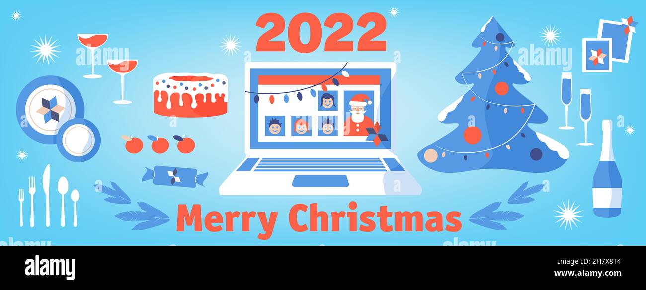 2022 online Capodanno e allegro set di Natale, copertina facebook con  notebook, notebook. Pagina Web, elementi grafici flat design. Illustrazione  vettoriale di Natale Foto stock - Alamy