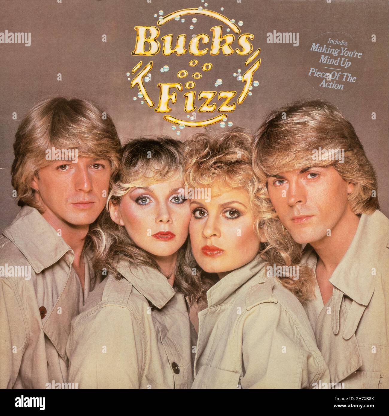 Album di debutto di Bucks Fizz, etichetta discografica 1981 in vinile LP, tra cui la canzone "Making Your Mind Up", vincitrice di Eurovision, del gruppo pop britannico Foto Stock