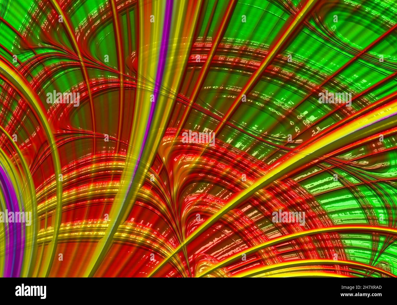 Sfondo astratto delle onde rosse verdi generato automaticamente utilizzando il frattale Mandelbrot Foto Stock