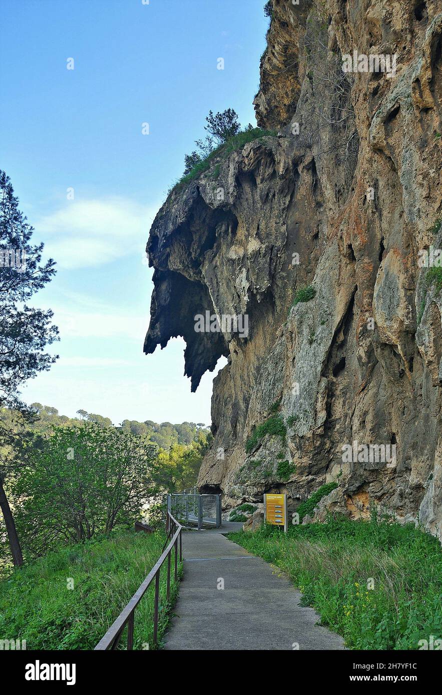 Parco Preistorico Capellades nella regione della provincia di Anoia di Barcellona, Catalogna, Spagna Foto Stock