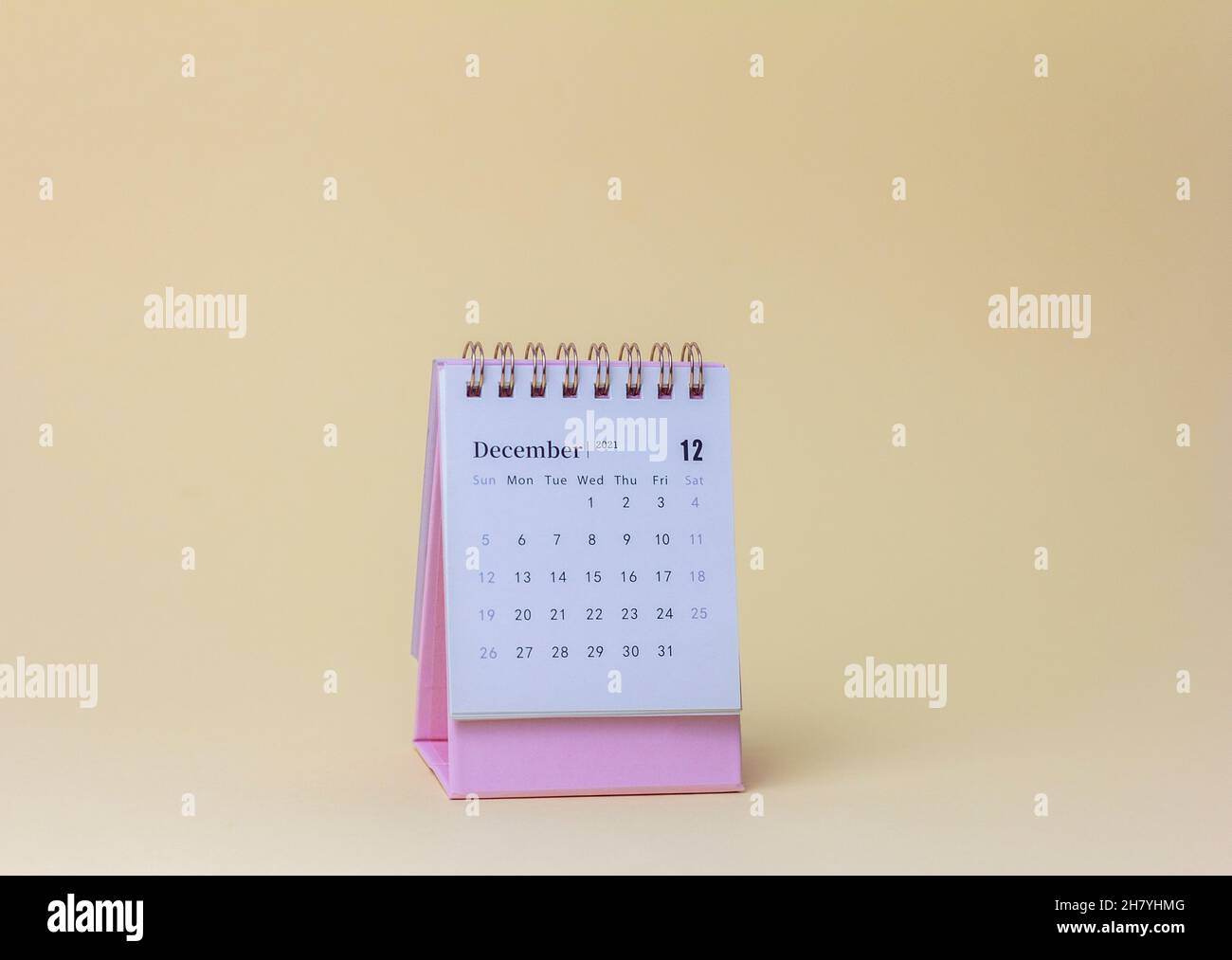 Calendario desktop per dicembre 2021.Calendario per la pianificazione del mese Foto Stock