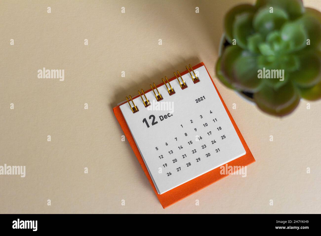 Calendario desktop per dicembre 2021.Calendario per la pianificazione del mese Foto Stock