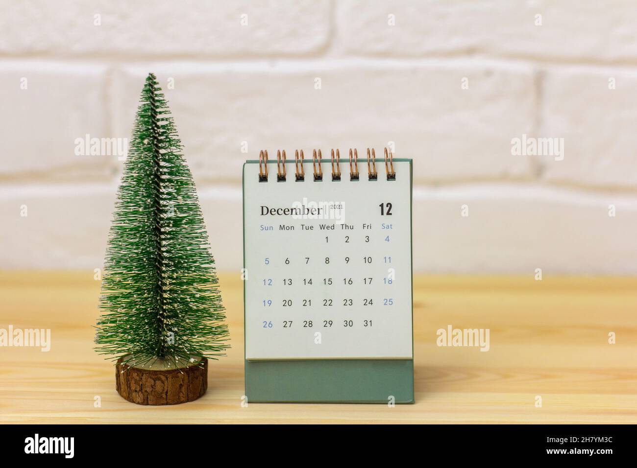 Calendario desktop per dicembre 2021.Calendario per la pianificazione del mese Foto Stock