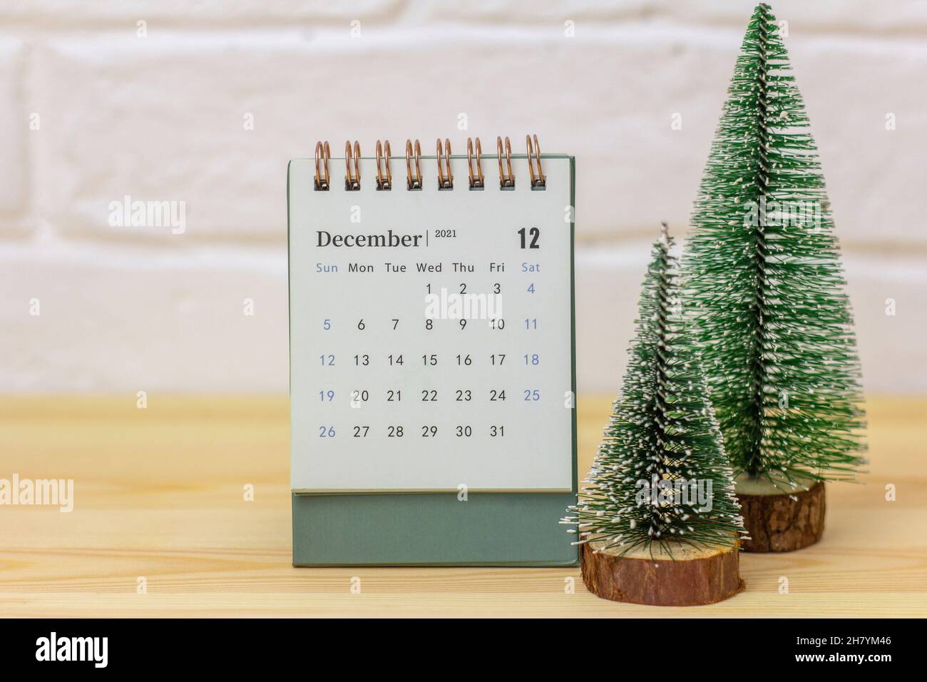Calendario desktop per dicembre 2021.Calendario per la pianificazione del mese Foto Stock