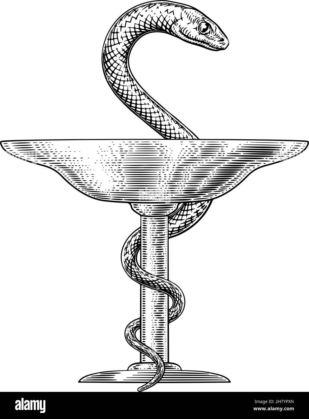 Ciotola di Hygieia Snake medico farmacista icona Illustrazione Vettoriale