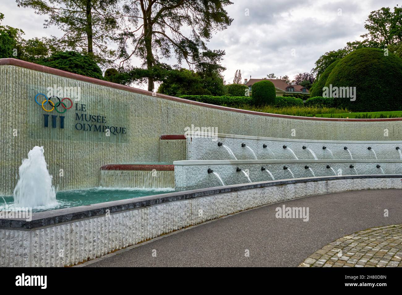 Nel parco del Museo Olimpico di Losanna, Svizzera Foto Stock