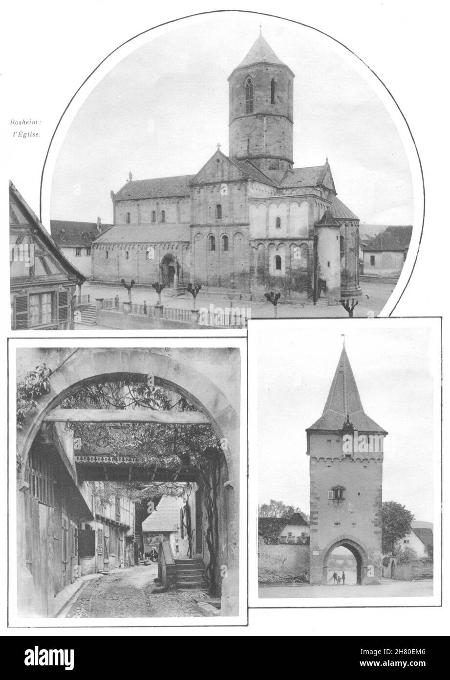 BASSO RENO. Rosheim. L'Église. 1929 vecchia foto di stampa vintage Foto Stock