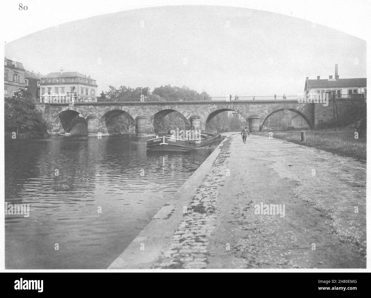 MOSELLA. Sarreguemines 1937 vecchia stampa d'epoca Foto Stock