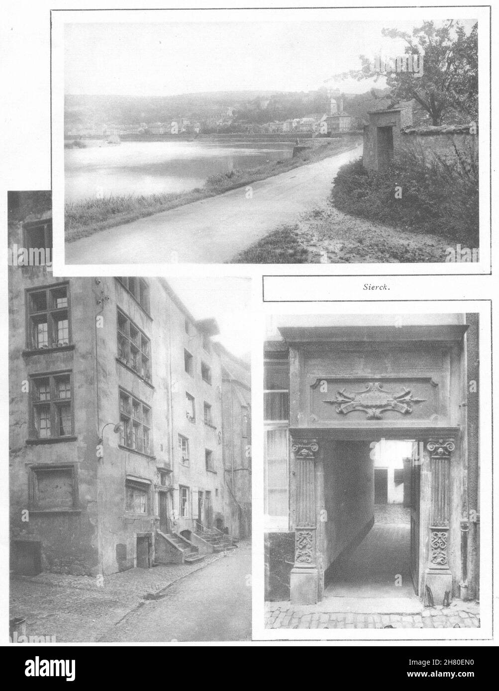 MOSELLA. Sierck 1937 vecchia stampa d'epoca Foto Stock