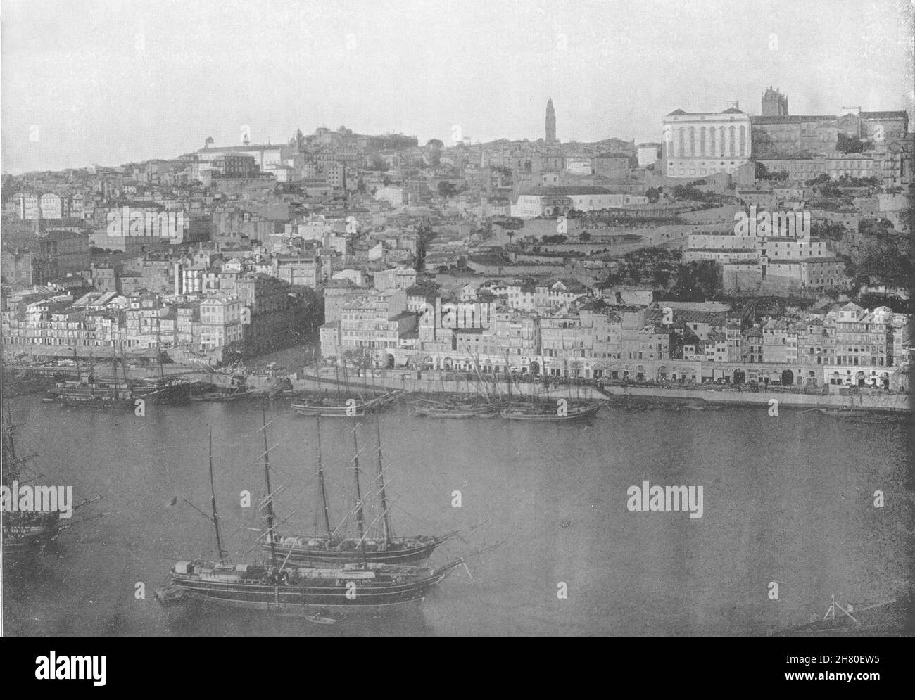 PORTOGALLO. Oporto- Panorama della città 1895 vecchia stampa antica vintage Foto Stock
