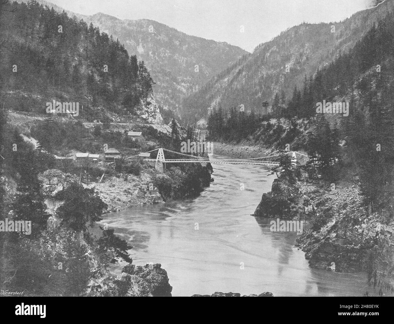 COLUMBIA BRITANNICA. Rockies- Frazer Cañon, ponte stradale Carriboo, Spuzzum 1895 Foto Stock