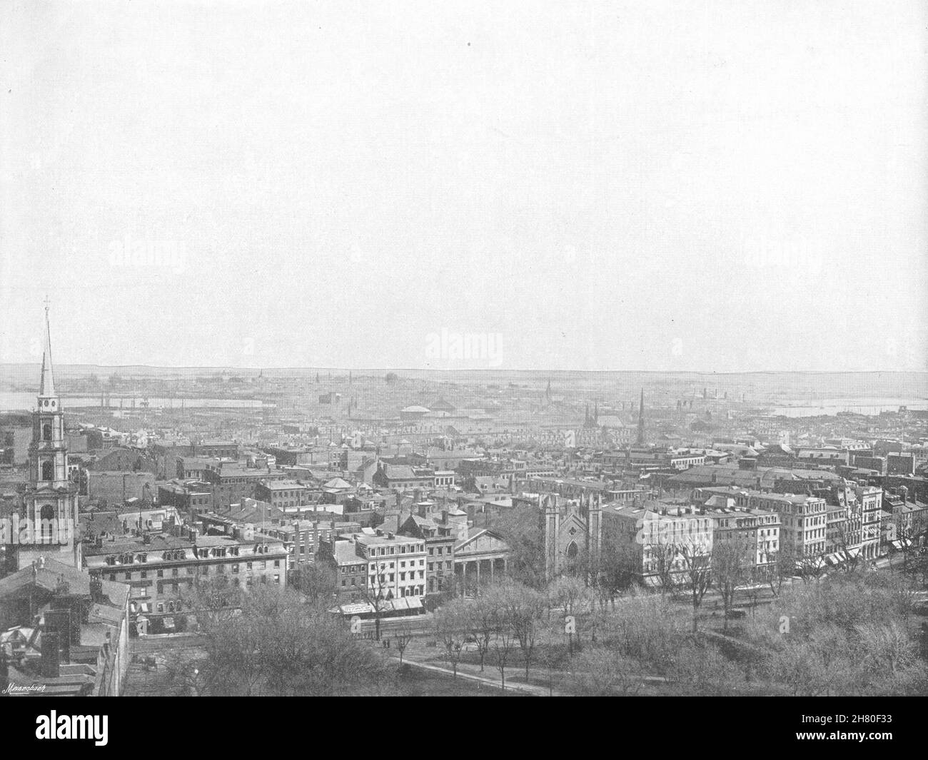 MASSACHUSETTS. Boston- Panorama della città 1895 vecchia stampa antica immagine Foto Stock