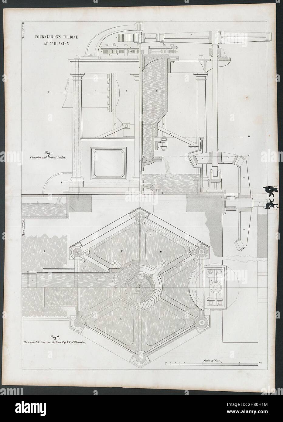 INGEGNERIA VITTORIANA DISEGNO della turbina di Fourneyron a St. Blasien (2) 1847 Foto Stock