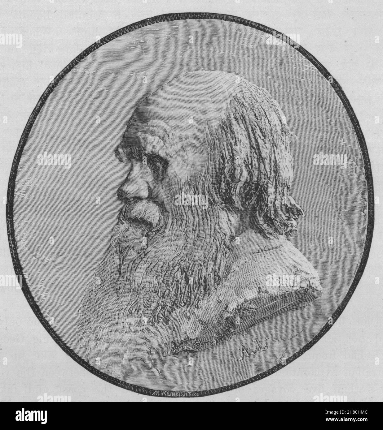 Charles Darwin. Per gli esploratori. Ritratti 1890 antica vintage delle immagini di stampa Foto Stock