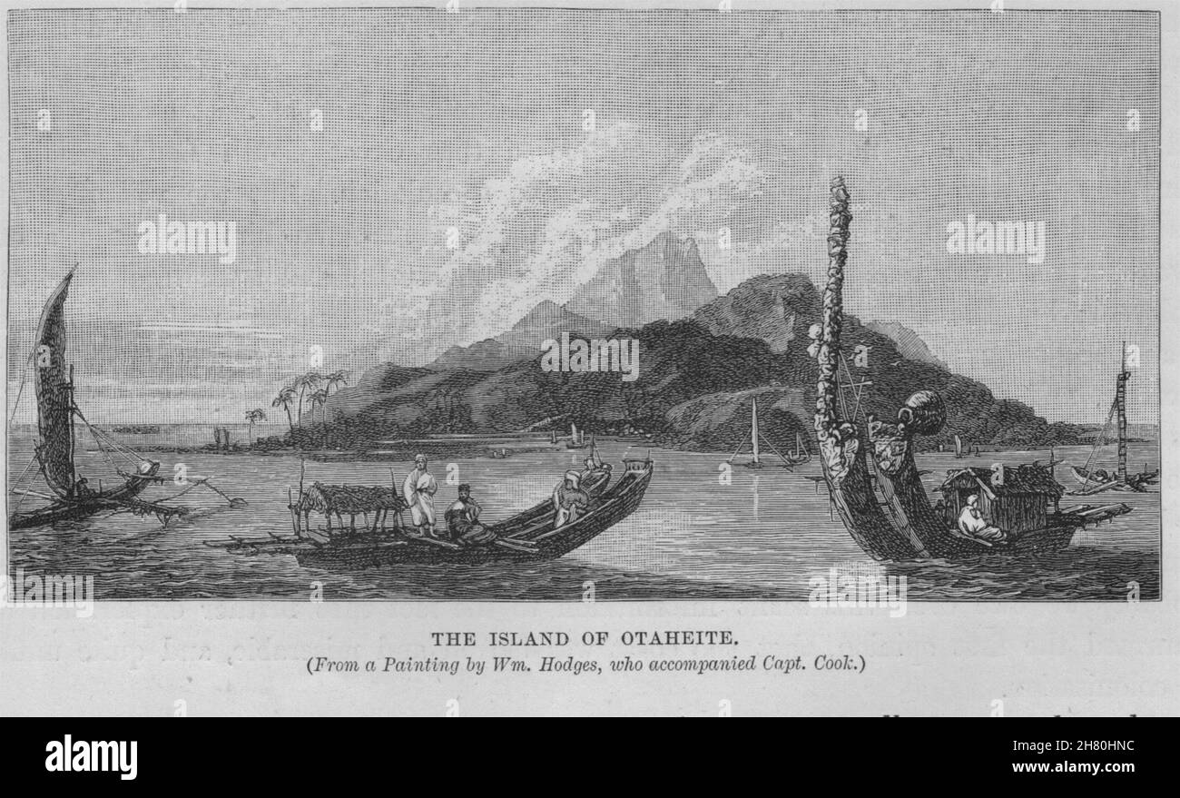 L'Isola di Otaheite. Per gli esploratori. La Polinesia 1890 antica immagine di stampa Foto Stock