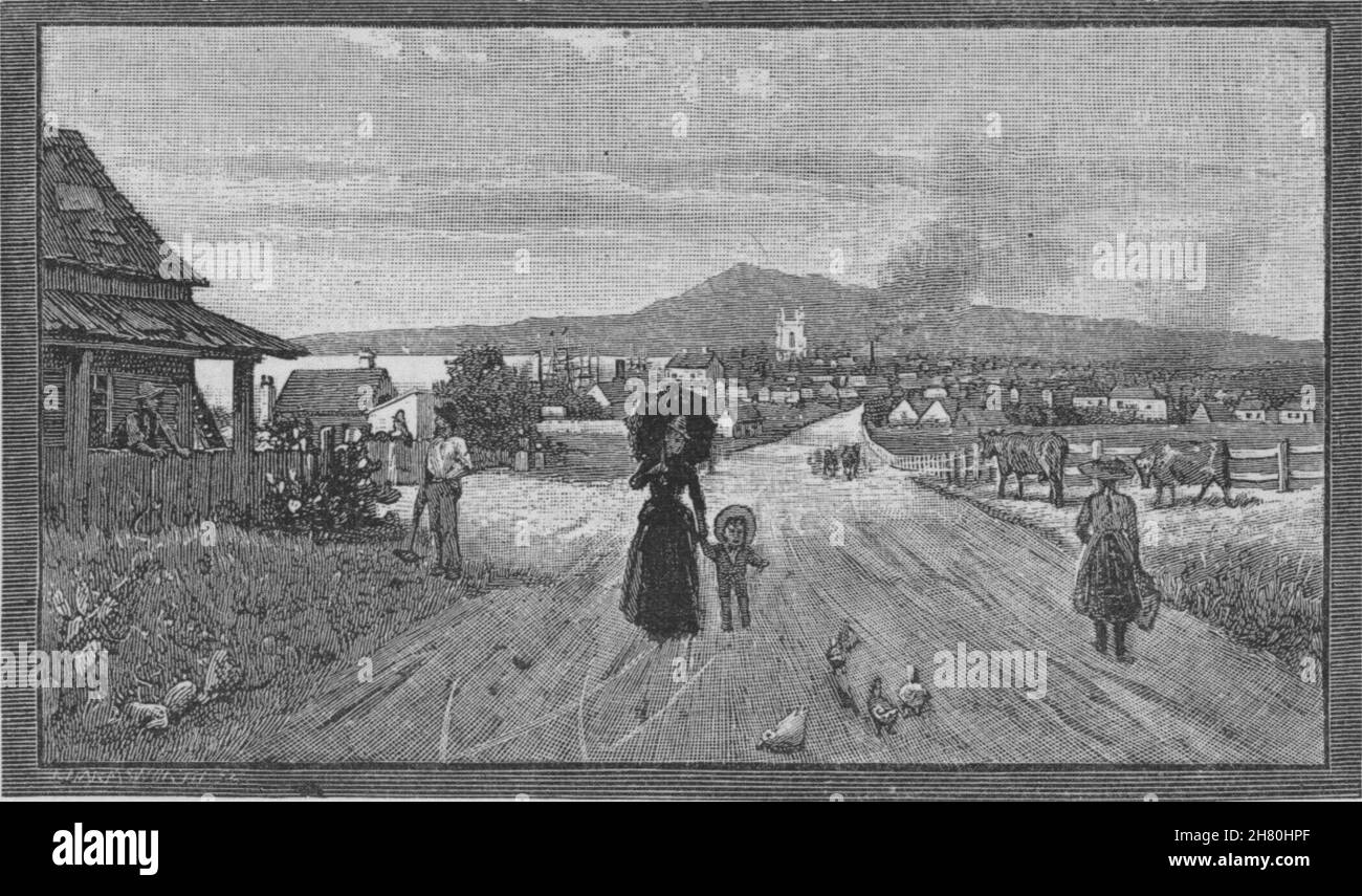 Geelong. Geelong. Australia 1890 antica vintage delle immagini di stampa Foto Stock