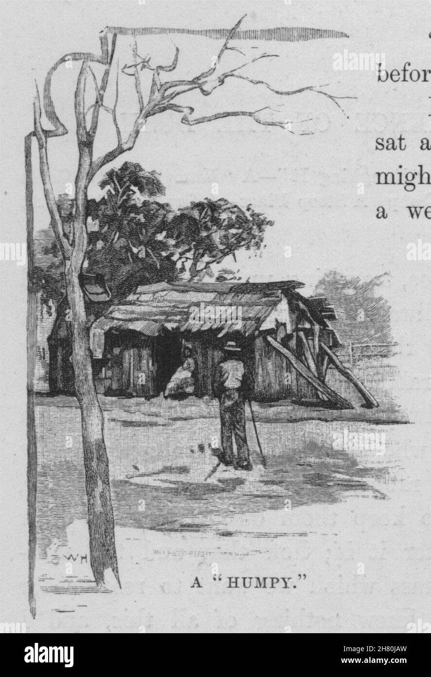 Un 'Humpy'. Australia 1890 antica vintage delle immagini di stampa Foto Stock