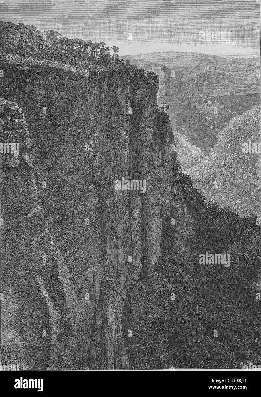 Le scogliere, il Monte Victoria. Il Blue Mountains. Australia 1890 antica stampa Foto Stock