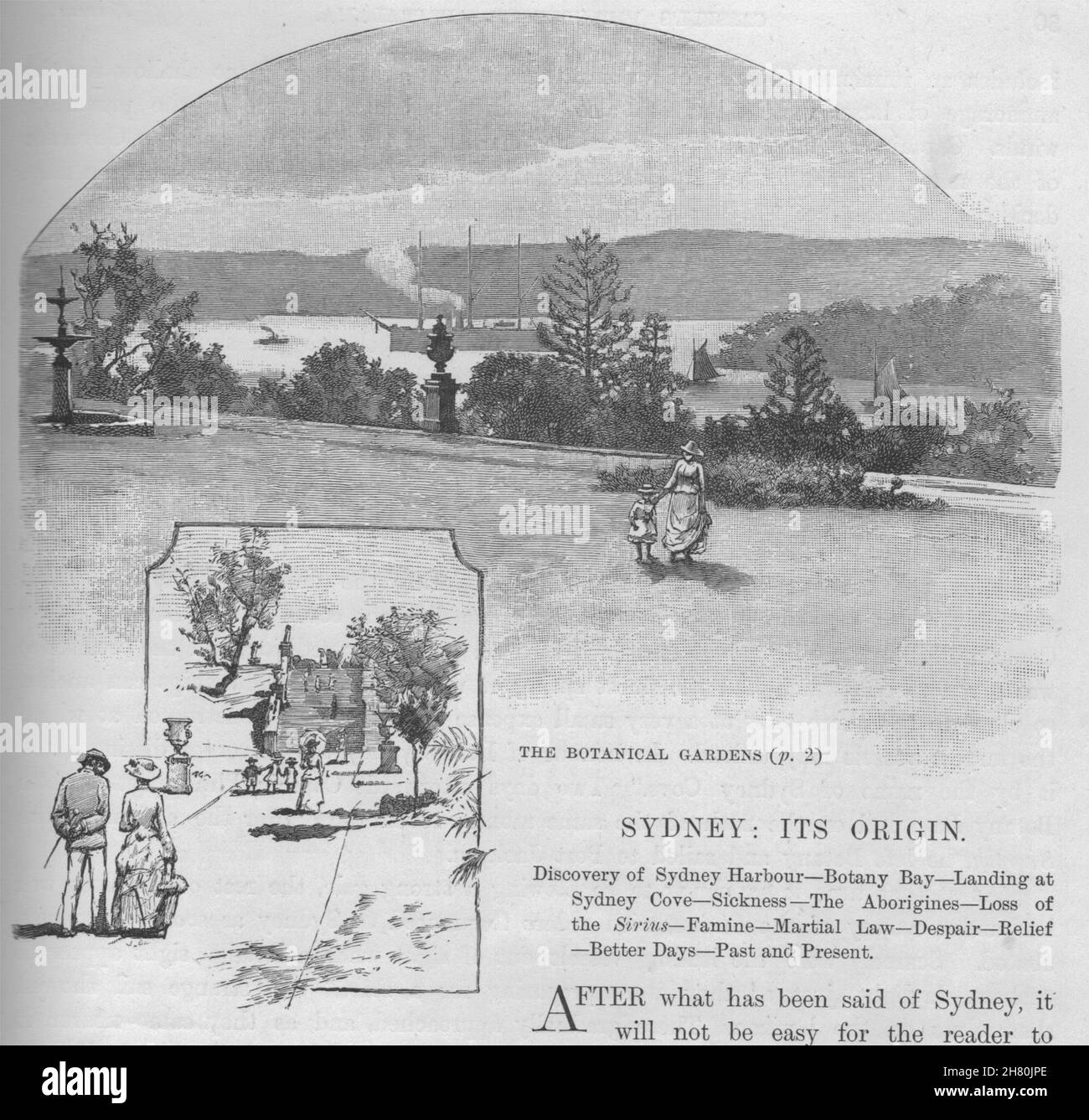 I Giardini Botanici. Sydney. Australia 1890 antica immagine di stampa Foto Stock