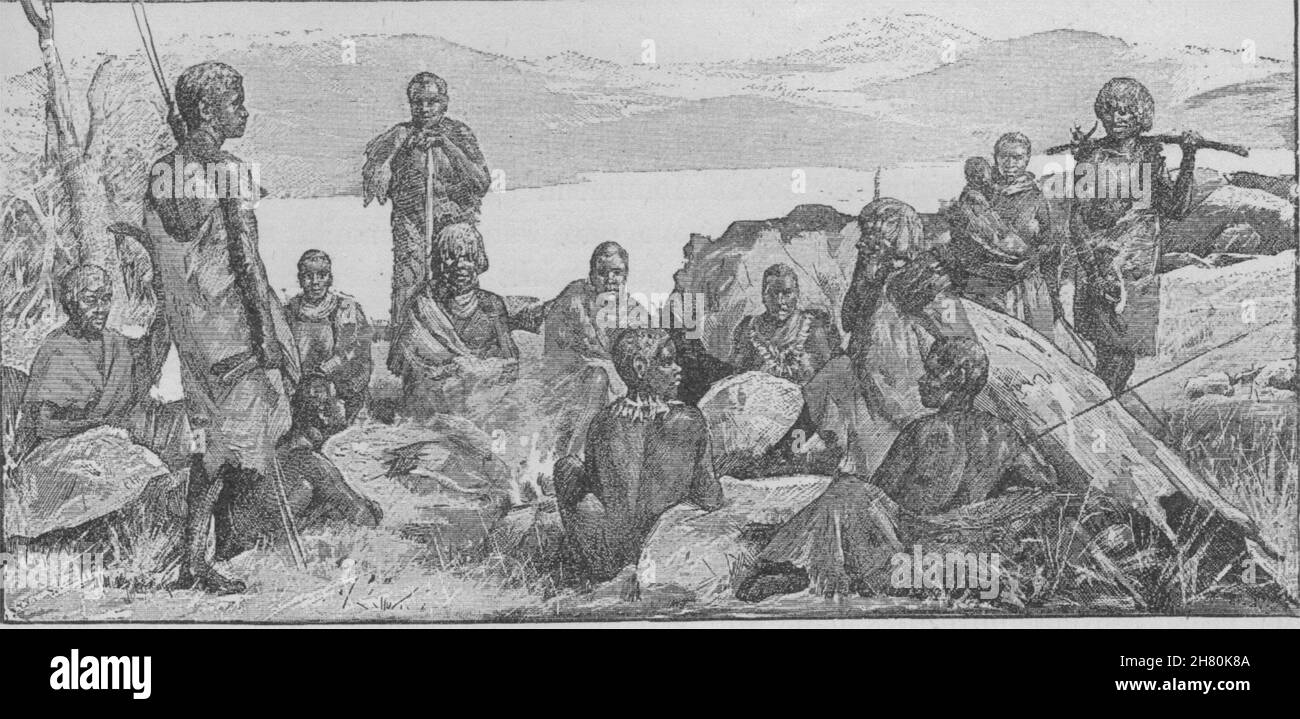 Gli aborigeni della Tasmania. La Tasmania. Australia 1890 antica immagine di stampa Foto Stock