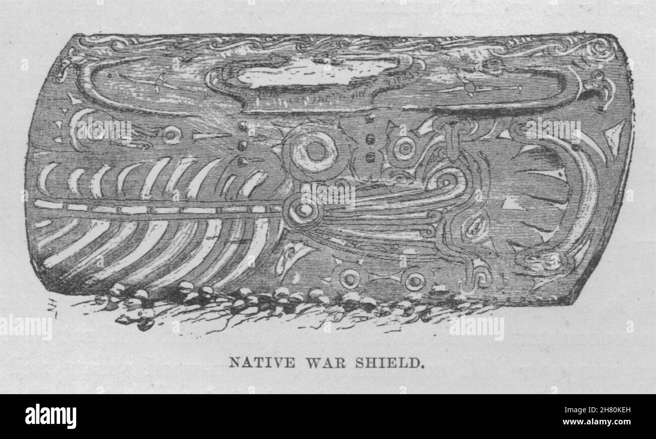 Nativo di scudo di guerra. Nuova Guinea 1890 antica vintage delle immagini di stampa Foto Stock