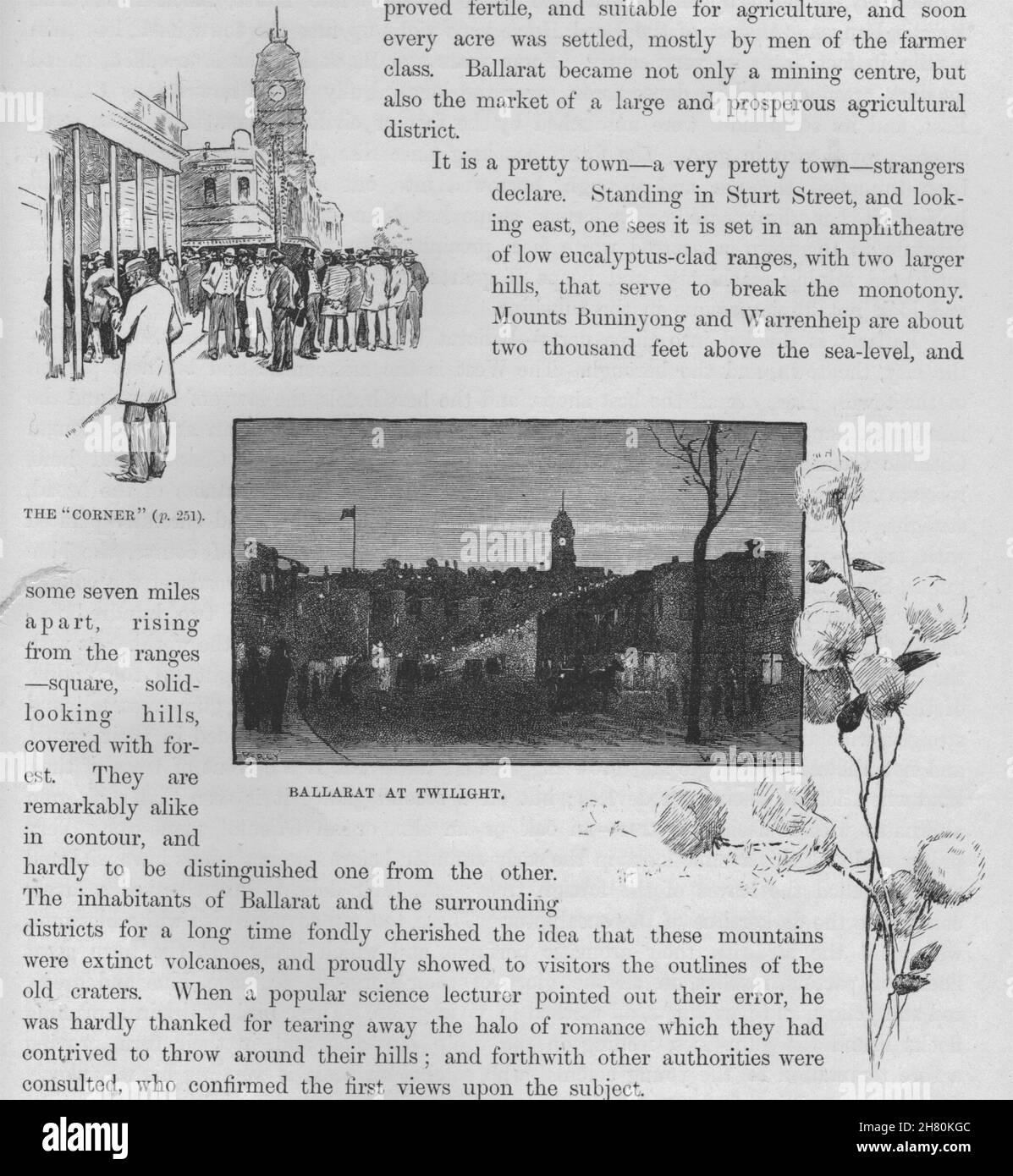 L ' ANGOLO"; Ballarat al crepuscolo. Ballarat. Australia 1890 antica stampa Foto Stock