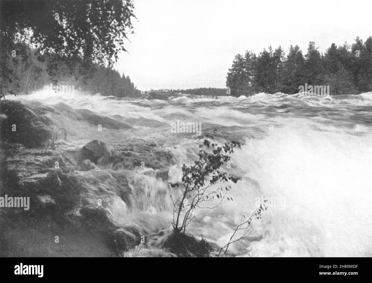 FINLANDIA. Cascate di Valinkoski 1908 vecchia stampa d'epoca antica Foto Stock