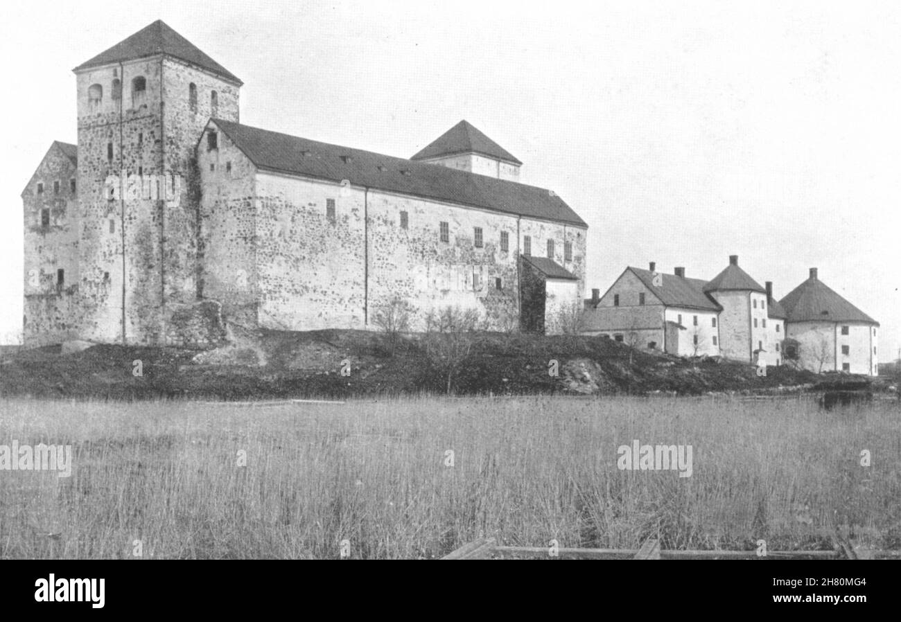 FINLANDIA. Castello di Åbo 1908 vecchia stampa antica vintage Foto Stock