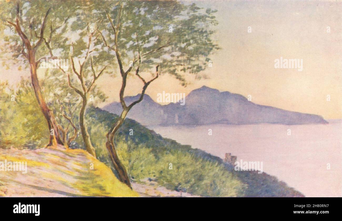 NAPOLI. 'Capri' di Augustine Fitzgerald. Napoli 1904 vecchia stampa antica Foto Stock