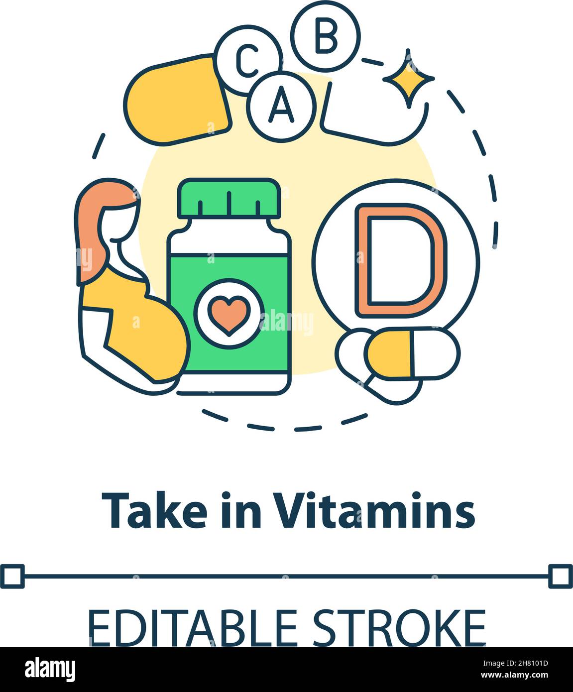 Prendere in vitamine concetto icona Illustrazione Vettoriale